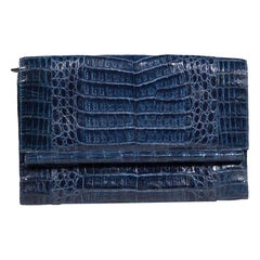 Nancy Gonzalez Blue Crocodile Leather Clutch