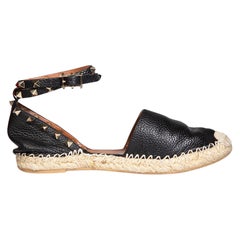 Valentino Garavani Schwarze Espadrilles aus Leder mit Nieten Größe IT 37