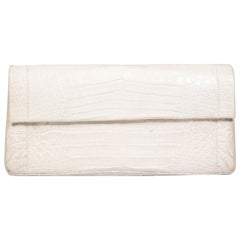 Nancy Gonzalez Ecru Crocodile Leather Clutch