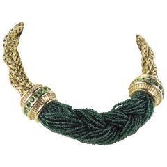 Claire Deve Braided Green Seed Bead Choker Necklace 12