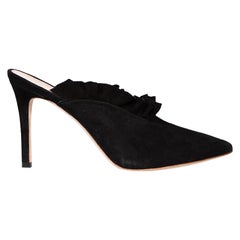 Loeffler Randall Black Suede Ruffles Mules Size US 9.5