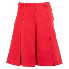 Miu Miu Red Denim Pleated Skirt Size M