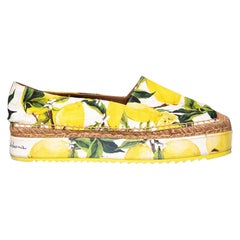 Dolce & Gabbana Lemon Print Platform Espadrilles Size IT 38