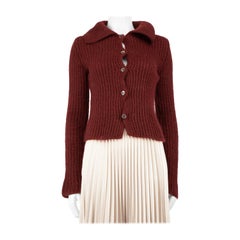 Miu Miu Red Mohair Chunky Knit Cardigan Size XS