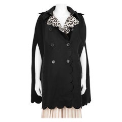 Valentino Garavani Red Valentino Black Scalloped Accent Cape Size XL