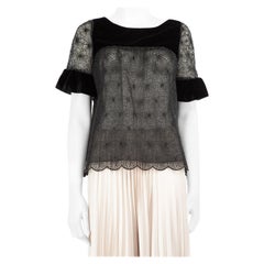 Valentino Garavani Red Valentino Black Lace Velvet Panel Top Size L