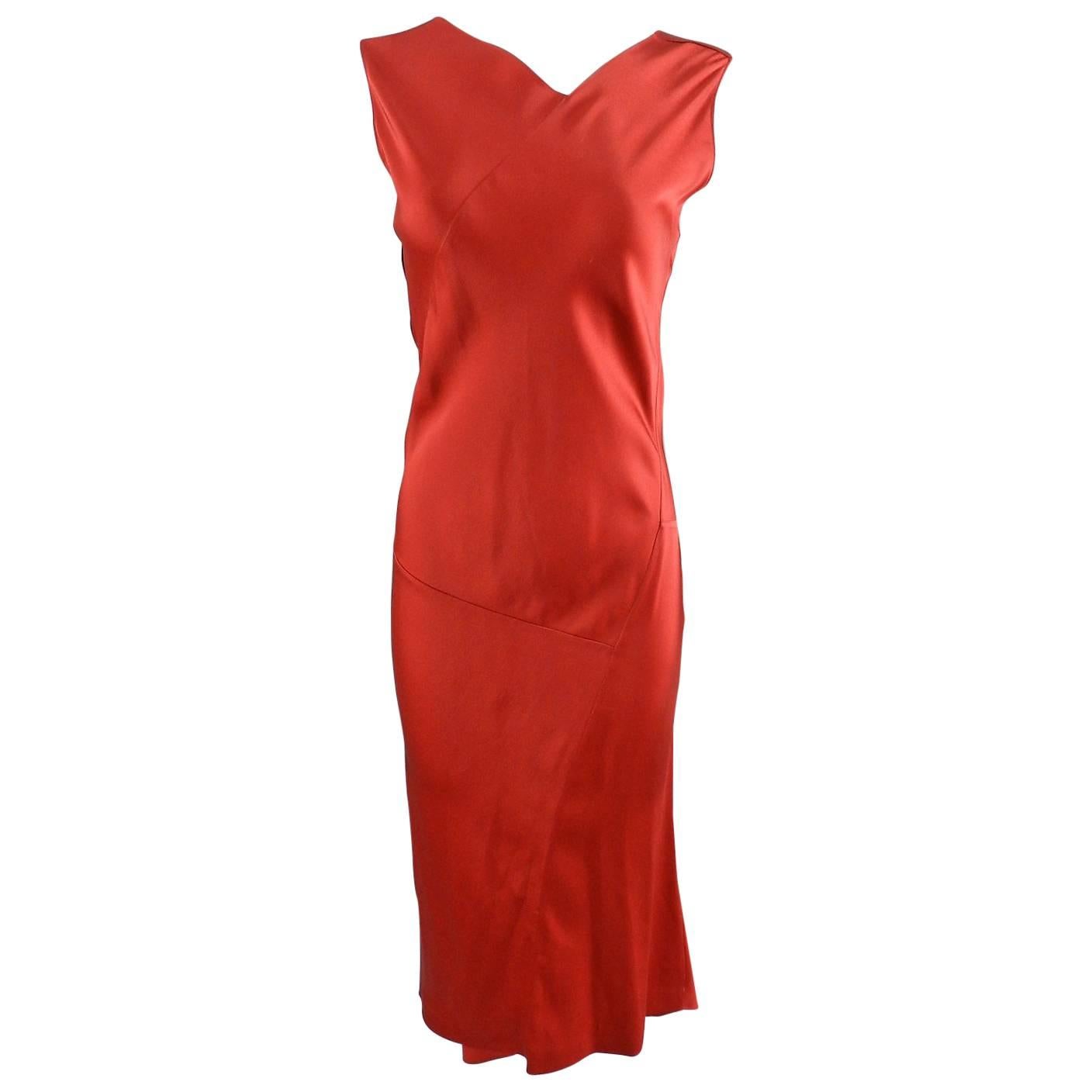 Maison Martin Margiela Red Silk Satin Bias 1930 style dress / gown