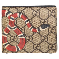 Gucci Brown Snake Print Supreme GG Billfold Wallet