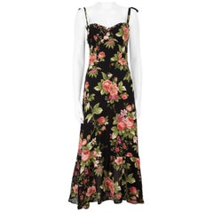 Reformation Floral Print Ruffle Trim Midi Dress Size S