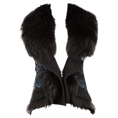 Roberto Cavalli - Gilet in lana leopardata con bordo in pelliccia - taglia S