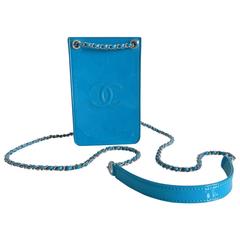 Chanel 14P Runway Turquoise Patent Crossbody Phone Case / Bag