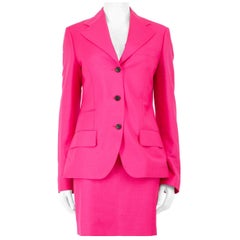 Versace Blazer y falda de lana rosa Talla XS