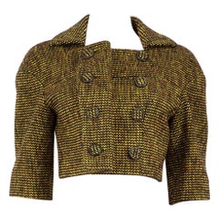 Chanel Yellow Tweed Double-Breasted Crop Jacket Size XS