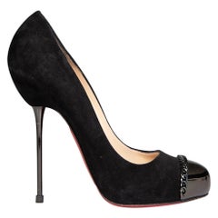 Christian Louboutin - Escarpins en daim noir à bout arrondi - Taille IT 38,5