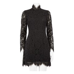 Ganni Black Lace Mini Mock Neck Dress Size XS