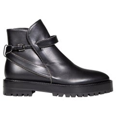 Azzedine Alaïa Black Leather Beaded Buckle Boots Size IT 39.5