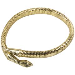 Whiting and Davis Gold Tone Snake Choker Necklace 9