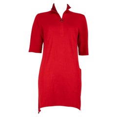 Akris Red Cashmere Half Zip Knit Dress Size M.