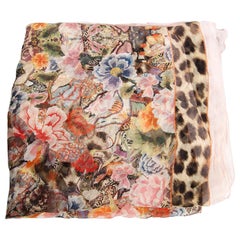 Alexander McQueen Floral Leopard Print Silk Scarf