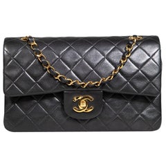 Chanel 1991-94 Black Lambskin Double Classic Flap