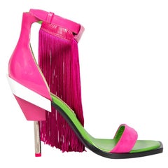 Emilio Pucci Pink Patent Leather Tassel Sandals Size IT 37