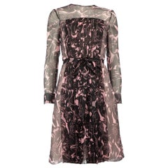 Prada Abstract Silk Belted Knee Length Dress Size XS