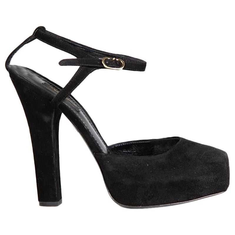 Dolce & Gabbana Black Platform Suede Heels Size IT 39.5 For Sale