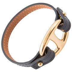 Gorgeous Black and Plated Gold Hermes Bracelet