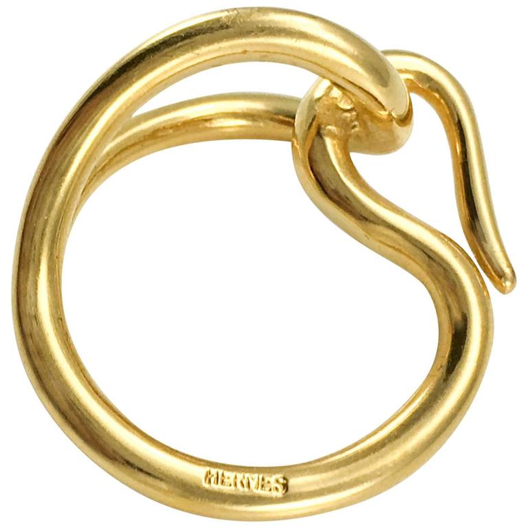 Hermes Etrier Gold Tone Scarf Ring Hermes
