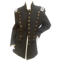 Vintage Black Wool Women's Military Style Jacket 