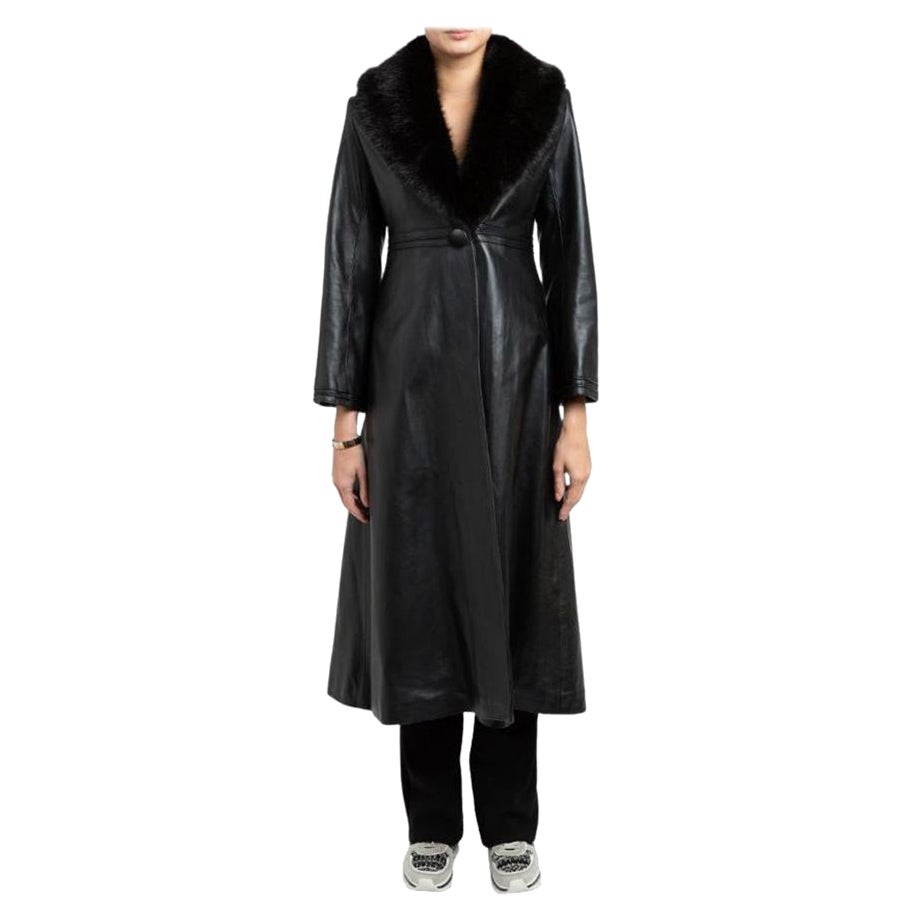 Verheyen London Bespoke Edward Trench in pelle nera, taglia 14