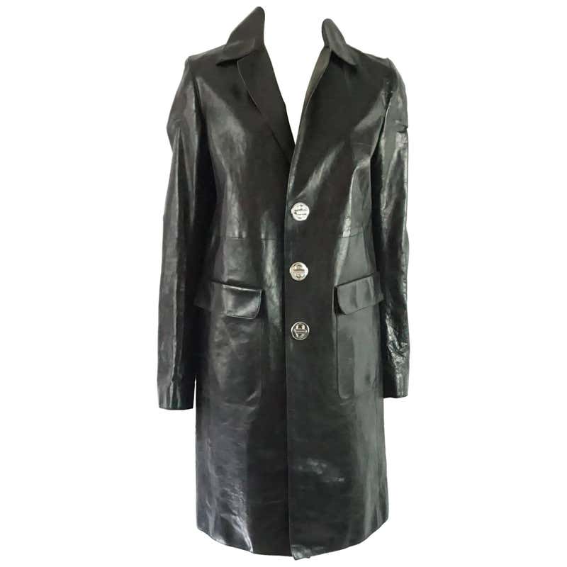 Dsquared2 black leather wool bomber jacket For Sale at 1stDibs
