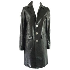 Dsquared2 Manteau intégral en cuir noir style trench - 46