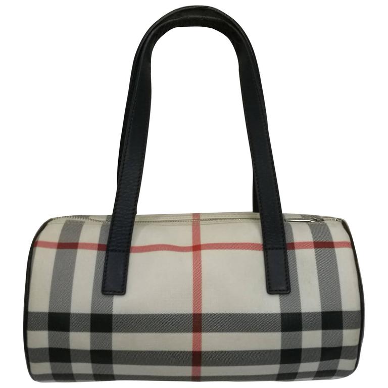 At Auction: Burberry Leather Nova Check Handbag NWOT