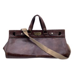 Vintage Brown Leather Travel Bag Luggage Carry On Bag with Strap