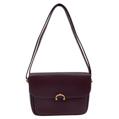 Cartier Vintage Burgundy Leather Flap Crossbody Shoulder Bag