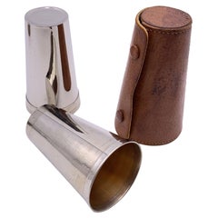Franzi Vintage 3er-Set Edelstahlgläser Brown Lederetui