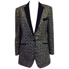 D&G Embroidered Black Silk Blend Dinner Jacket With Rhinestones - Original Tags 12