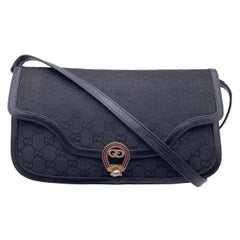 Gucci Vintage Black Monogram Canvas Convertible Shoulder Bag