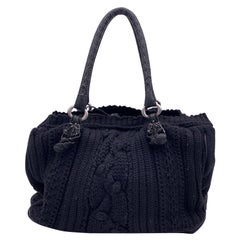 Ermanno Scervino Black Wool Knit Tote Shoulder Bag Handbag