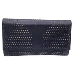 Yves Saint Laurent Black Leather Y Rock Studded Clutch Bag