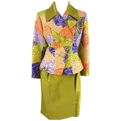 Christian Lacroix Multi Brocade Skirt Suit with Rhinestone Buttons - 10 - 1990's 7