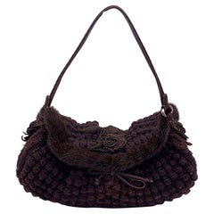 Ermanno Scervino Brown Wool Knit Tote Umhängetasche Handtasche