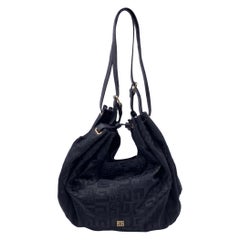 Givenchy Black Logo Canvas Tote Hobo Slouchy Shoulder Bag