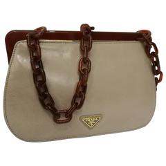 Vintage 1970s Prada Taupe Baguelite Shoulder Bag