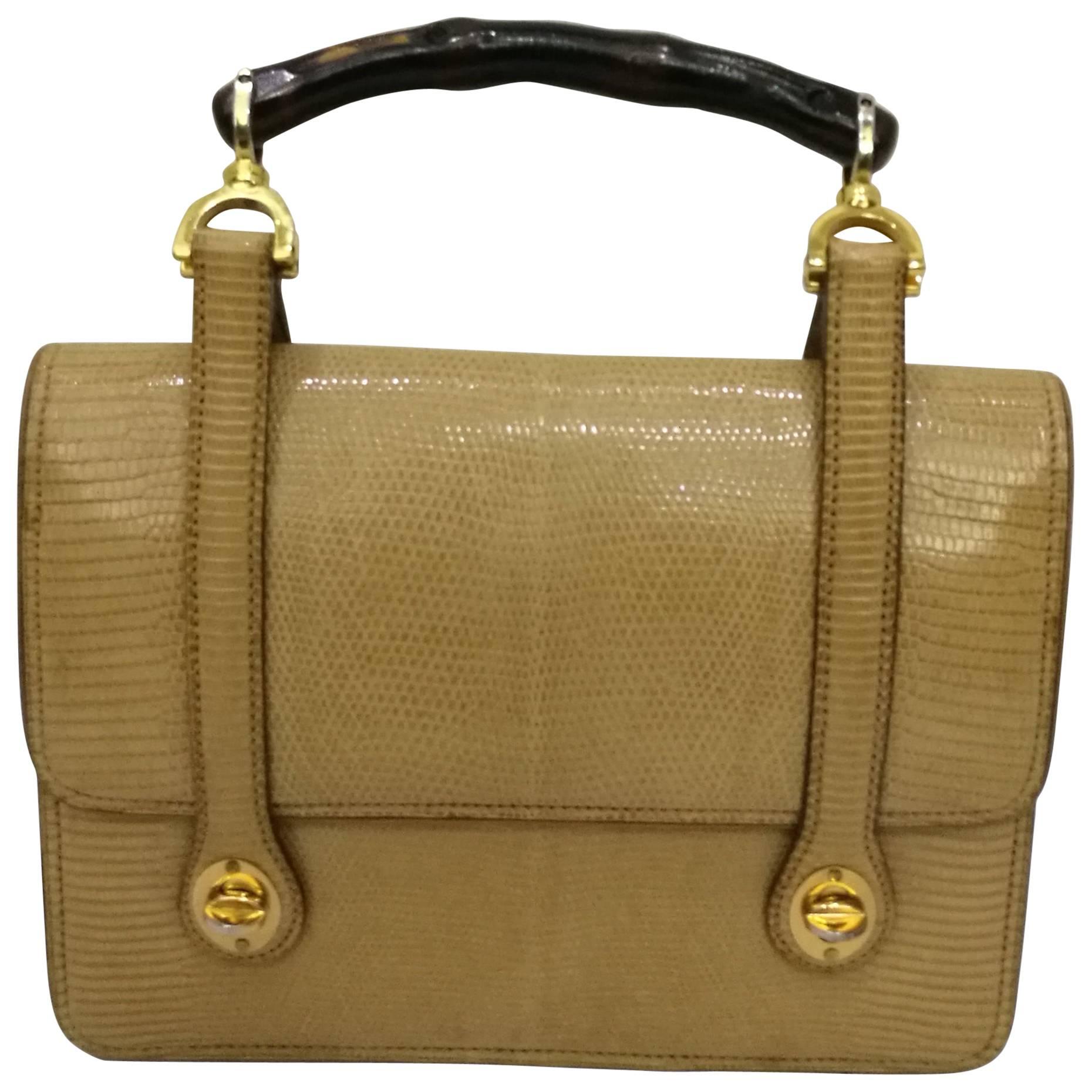 Borsa Gucci in lucertola e bambù del 1960