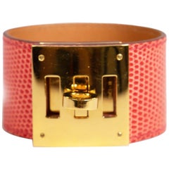 Hermès - Bracelet Kelly en cuir de lézard rouge