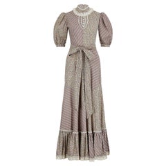 Gina Fratini, abito patchwork con stampa floreale Boho degli anni '70