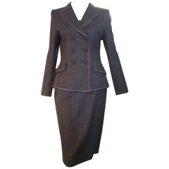 1990s Morabito Double Breasted Grey Pink Metallic Stripped Suit (40F) W/T 11