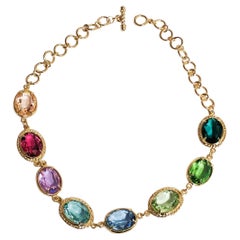 Patrizia Daliana 24 KT gilded bronze necklace with faceted crystals